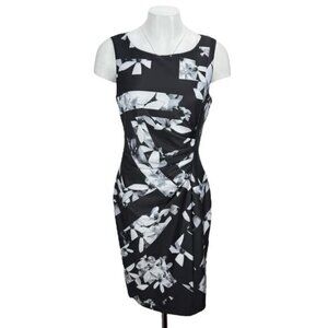 KARL LAGERFELD Paris Floral Ruched Sheath Dress Women's Sz 10